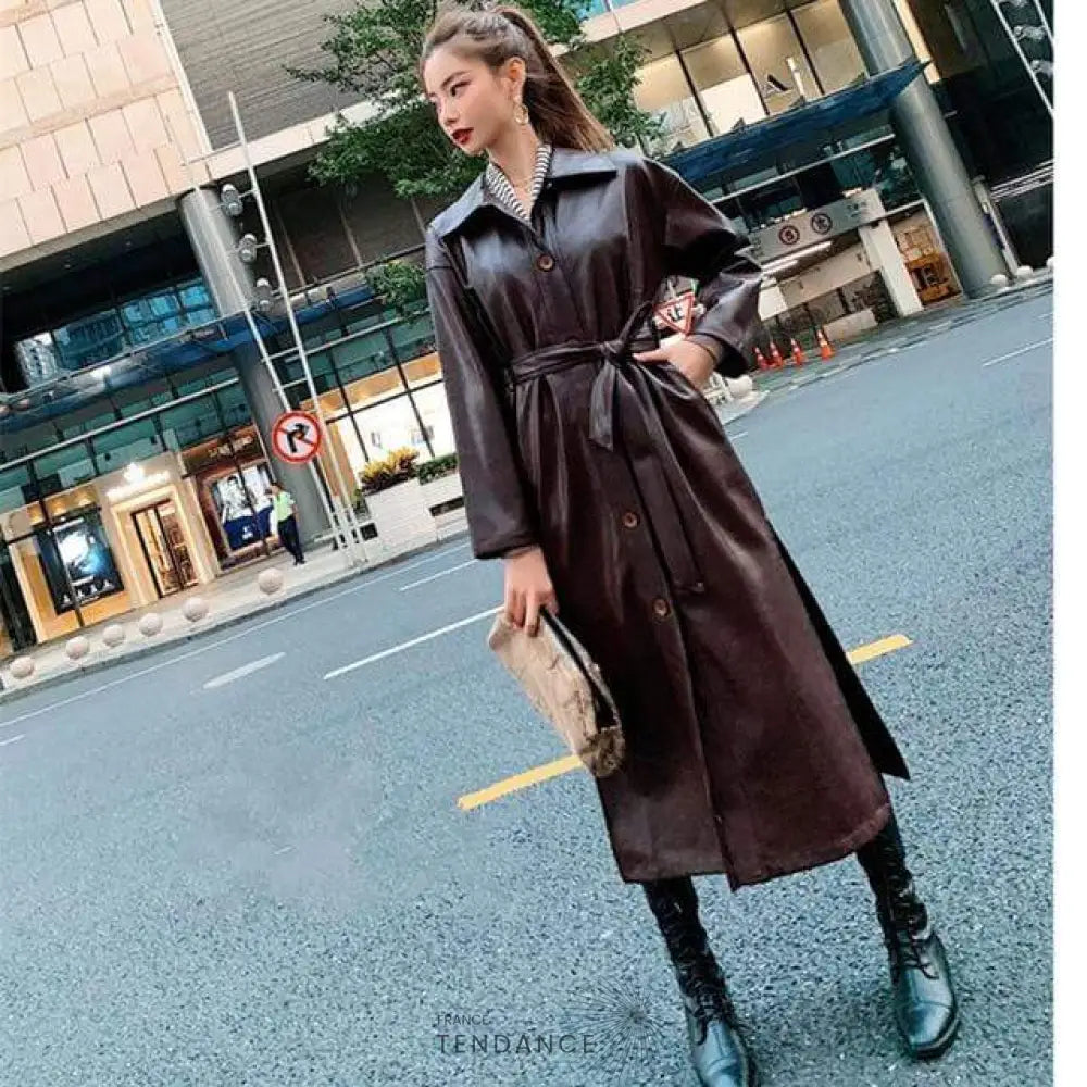 Manteau Long Leather | France-Tendance