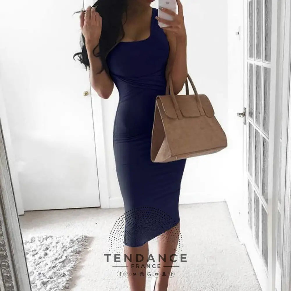 Robe Moulante Bleu Marine | France-Tendance