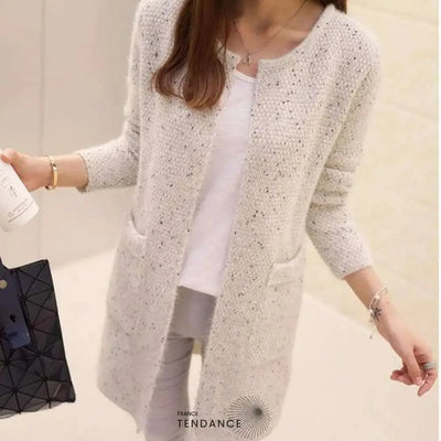 Long Cardigan à Encolure Dégagée | France-Tendance
