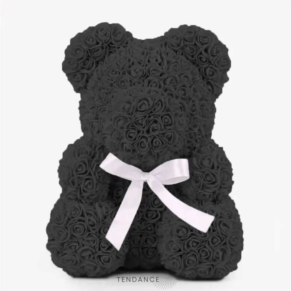 Géant Ours En Roses Noir (70 Cm) | France-Tendance