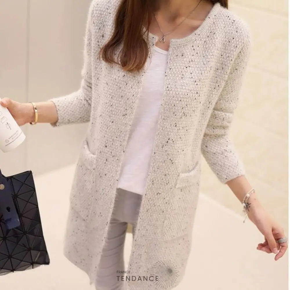 Long Cardigan à Encolure Dégagée | France-Tendance