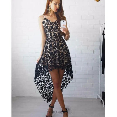 Mini Robe En Dentelle Asymétrique | France-Tendance