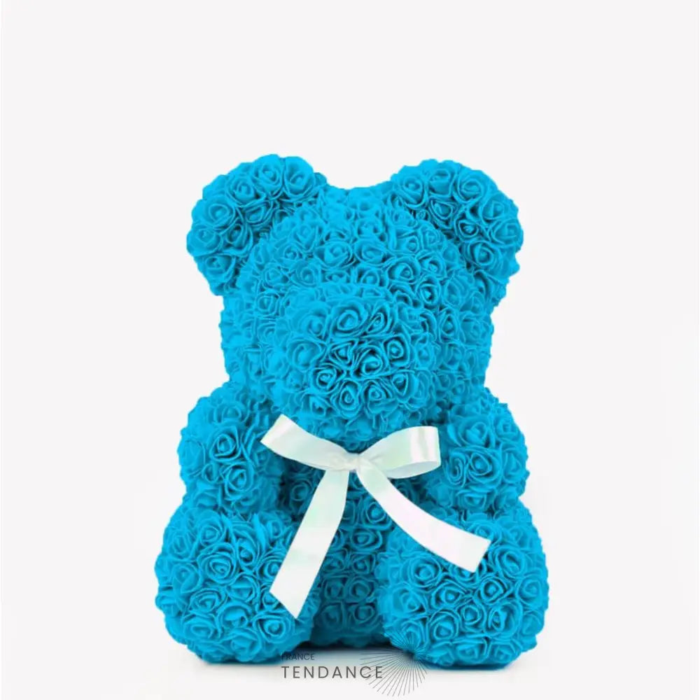 Ours En Roses éternelles Bleu (40 Cm) | France-Tendance