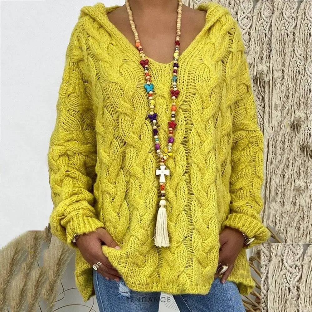 Pull à Capuche Uni Tricoté | France-Tendance