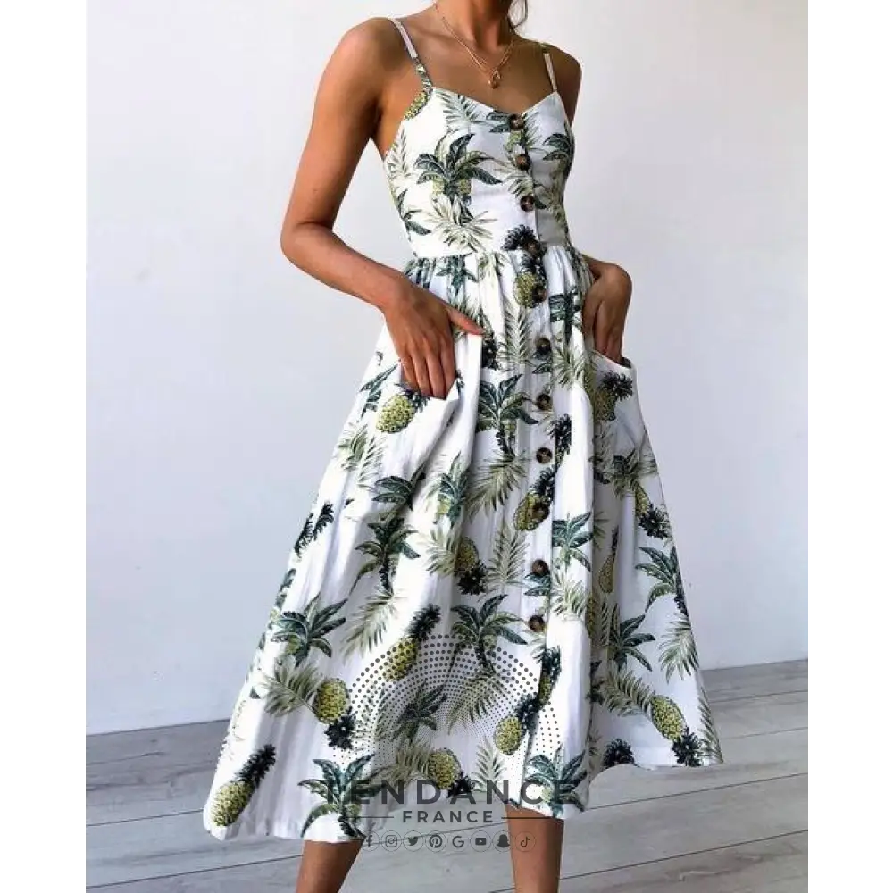 Robe Bohème Midi Imprimée | France-Tendance