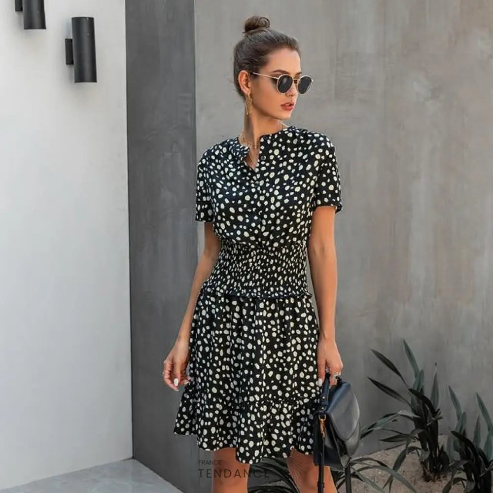 Robe Léopard à Manches Courtes | France-Tendance