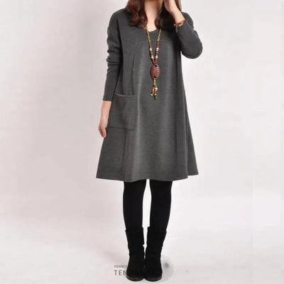 Robe Mi-longue évasée à Col v | France-Tendance