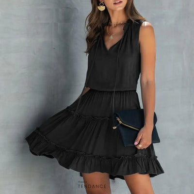 Robe Unie à Volants | France-Tendance