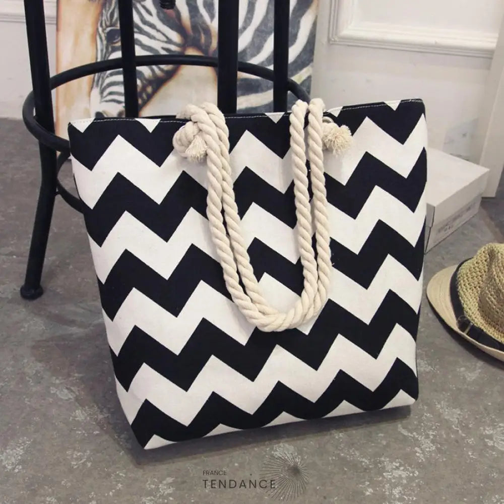 Sac De Plage à Rayures Zigzag | France-Tendance